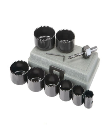 Bestwin hole saw size range with arbor and pilot for refrigeration cabinet openings