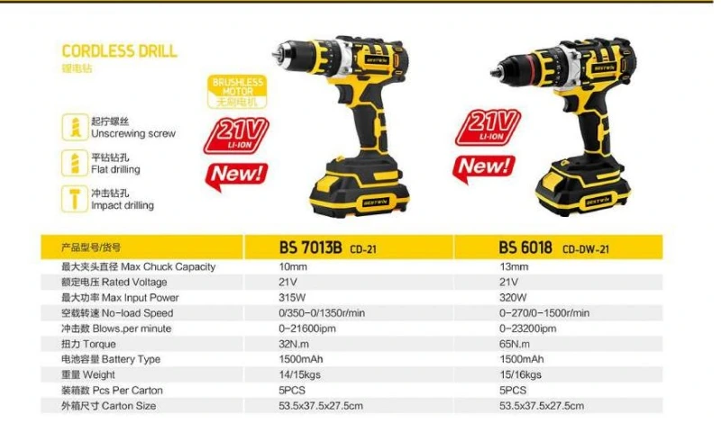 Specifications for Cordless Drill BS6018