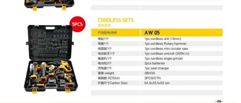 Specifications for Cordless Combo Set AW05