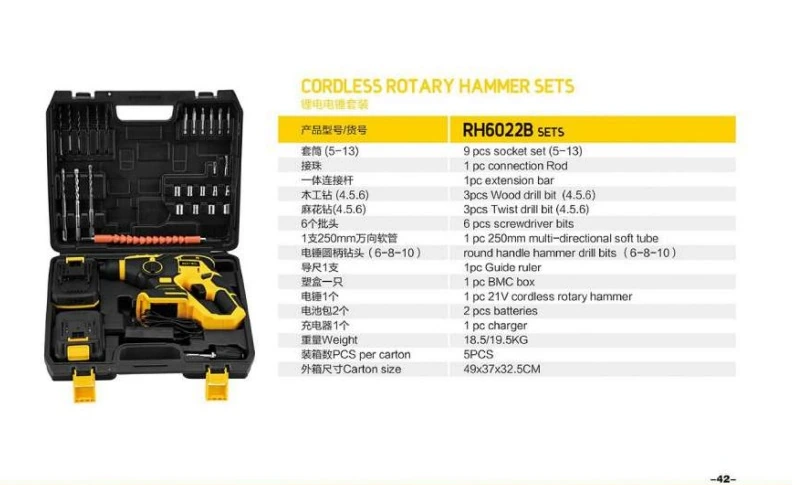 Spezifikationen für Akku-Bohrhammer-Set RH6022B